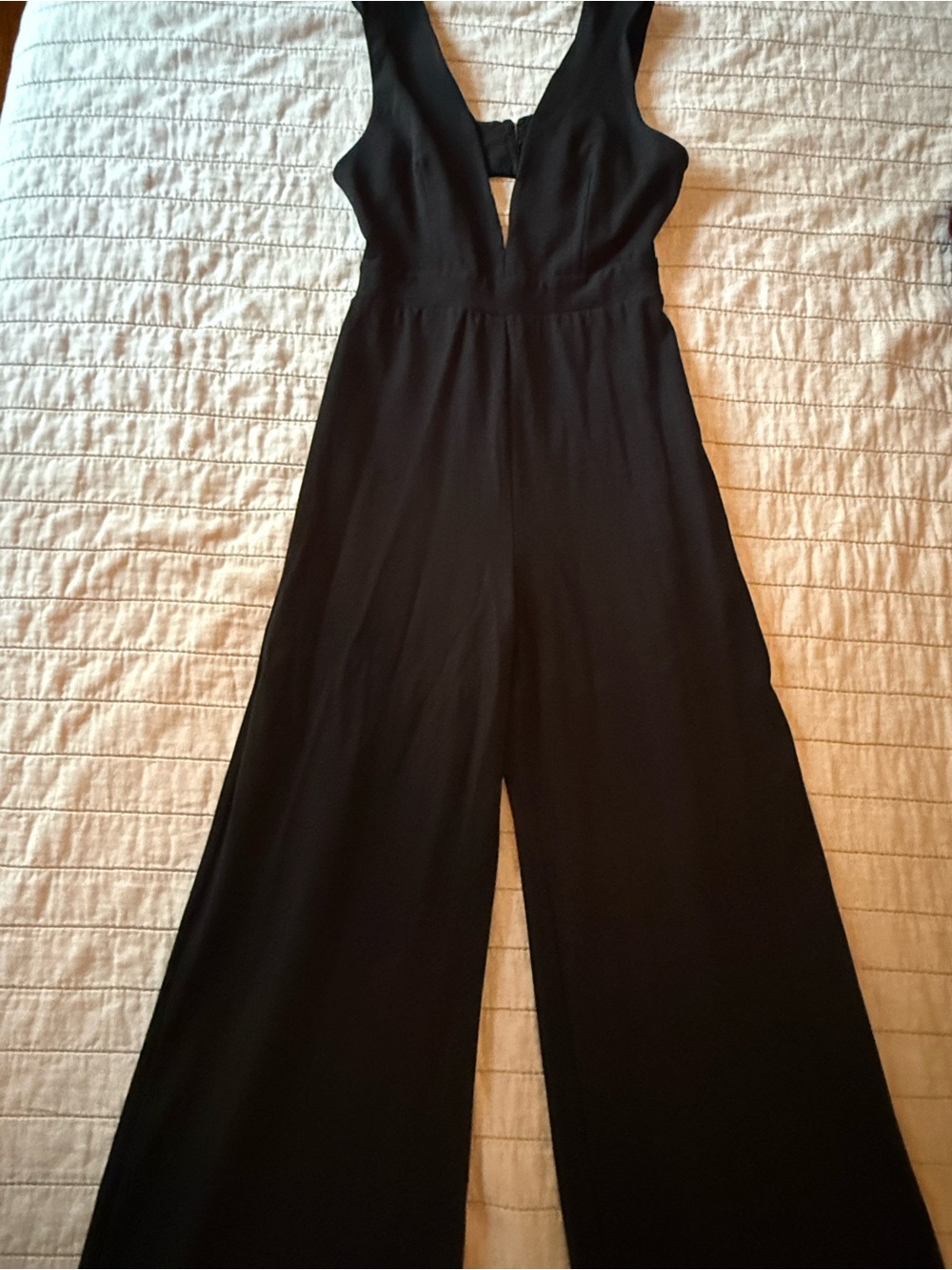 Forever 21 Black Plunging Wide-Leg Jumpsuit